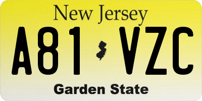 NJ license plate A81VZC