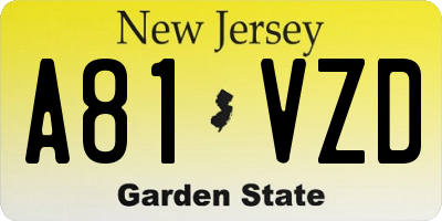 NJ license plate A81VZD