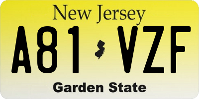 NJ license plate A81VZF