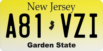 NJ license plate A81VZI