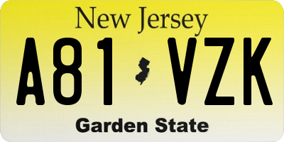 NJ license plate A81VZK