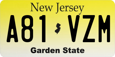 NJ license plate A81VZM