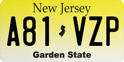NJ license plate A81VZP