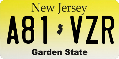 NJ license plate A81VZR