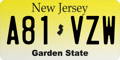 NJ license plate A81VZW