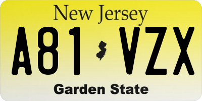 NJ license plate A81VZX