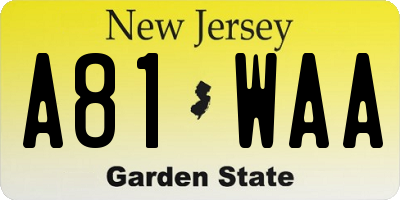 NJ license plate A81WAA