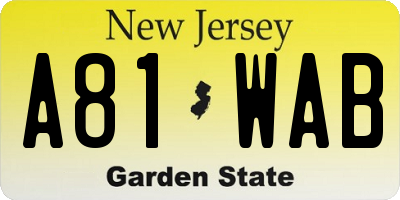 NJ license plate A81WAB