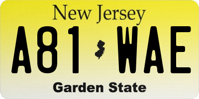 NJ license plate A81WAE