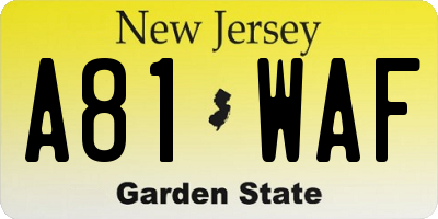 NJ license plate A81WAF