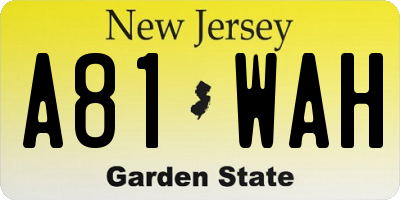 NJ license plate A81WAH