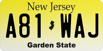 NJ license plate A81WAJ