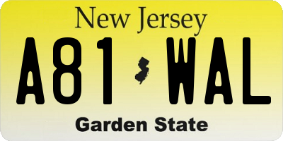 NJ license plate A81WAL