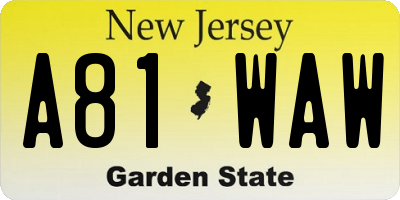 NJ license plate A81WAW