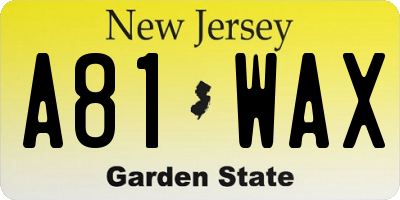 NJ license plate A81WAX
