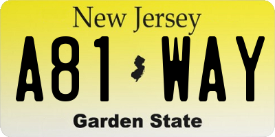 NJ license plate A81WAY