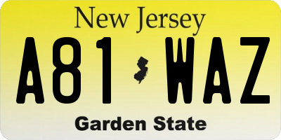 NJ license plate A81WAZ