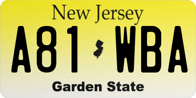 NJ license plate A81WBA