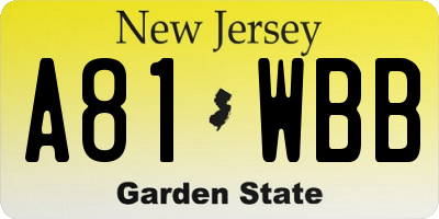 NJ license plate A81WBB