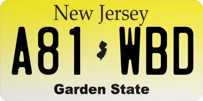 NJ license plate A81WBD