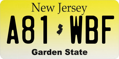 NJ license plate A81WBF