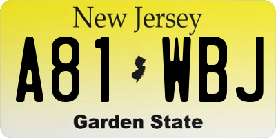 NJ license plate A81WBJ