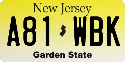 NJ license plate A81WBK