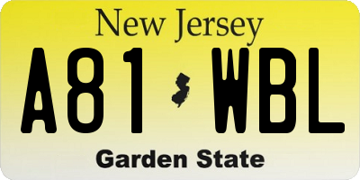 NJ license plate A81WBL