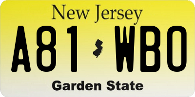 NJ license plate A81WBO