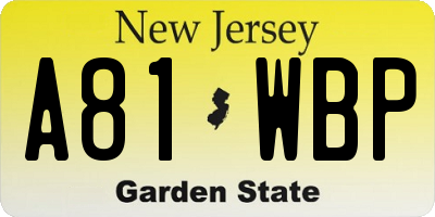 NJ license plate A81WBP