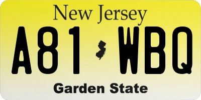 NJ license plate A81WBQ