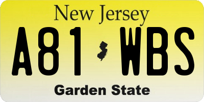 NJ license plate A81WBS