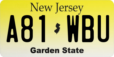 NJ license plate A81WBU
