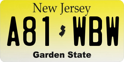 NJ license plate A81WBW