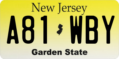 NJ license plate A81WBY