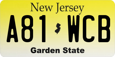 NJ license plate A81WCB