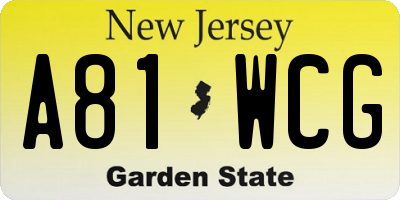 NJ license plate A81WCG