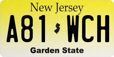 NJ license plate A81WCH