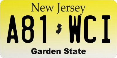 NJ license plate A81WCI