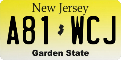 NJ license plate A81WCJ