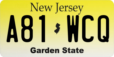 NJ license plate A81WCQ