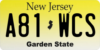 NJ license plate A81WCS