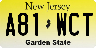 NJ license plate A81WCT