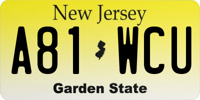 NJ license plate A81WCU