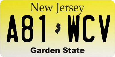 NJ license plate A81WCV
