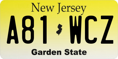 NJ license plate A81WCZ