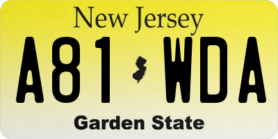 NJ license plate A81WDA