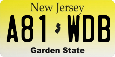 NJ license plate A81WDB