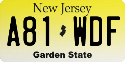 NJ license plate A81WDF