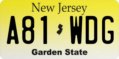NJ license plate A81WDG